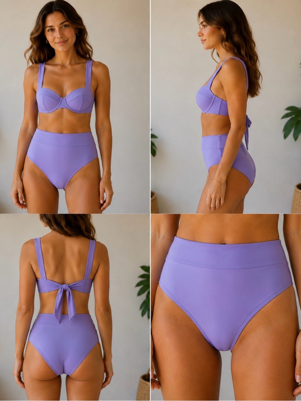 knix Lavender Underwire Bikini Set with High-Waist Bottoms